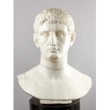 Italian marble bust of the Emperor Antonius after the antique, with waved hairs and wide