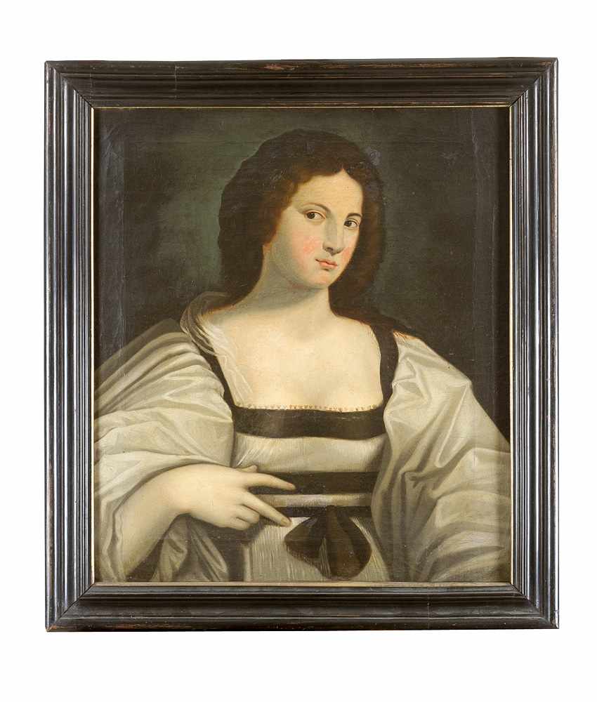 Jacopo Palma il Vecchio (1480-1828)-follower, Portrait of a lady; oil on canvas, framed. 61x53cm