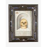 Sebastian Stoskopff (1597-1657)-manner, Memento Mori, Skull in a niche with butterfly and