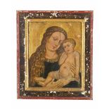 Hans von Kulmbach (1476-1528)-school, Virgin with Jesus, oil on gold ground and wooden panel, partly