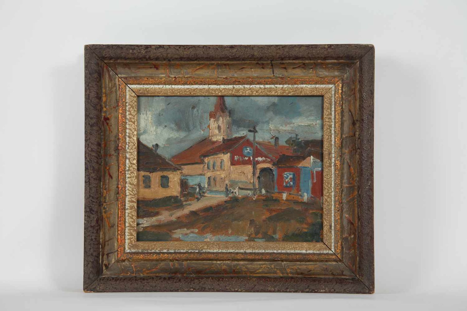 Libal Frantisek (Czech 1896-1974) Dorfkirche, Öl auf Karton, signiert, 18x22cm, gerahmt