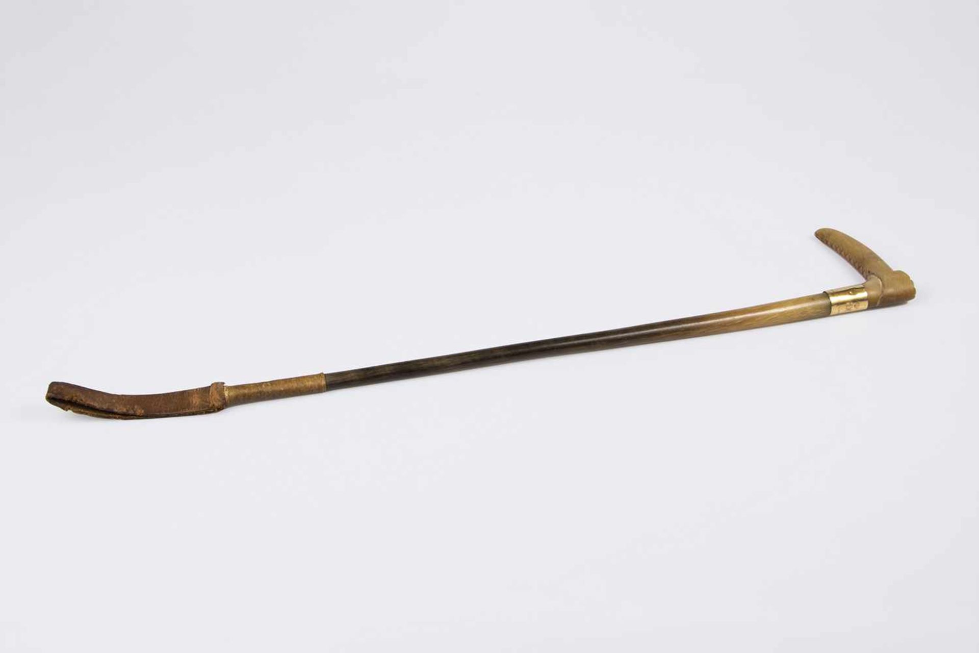 Reitgerte Horn mit Goldeinsatz, datiert Kriegsjahr 1915, Krone, monogrammiert H.W., Klebestelle;