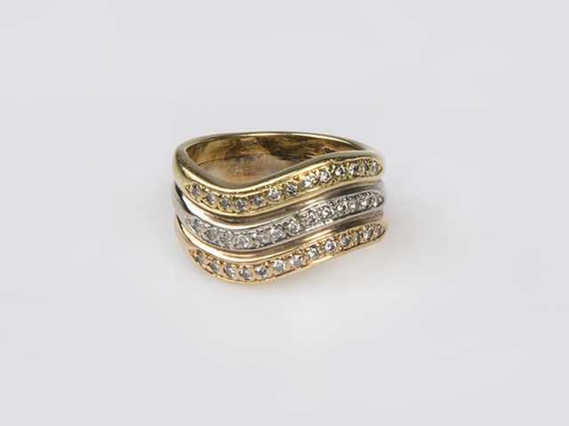 Damenring Gold 585, mit Brillanten zus.ca.0,25 ct., RW 54, 8,8 g;