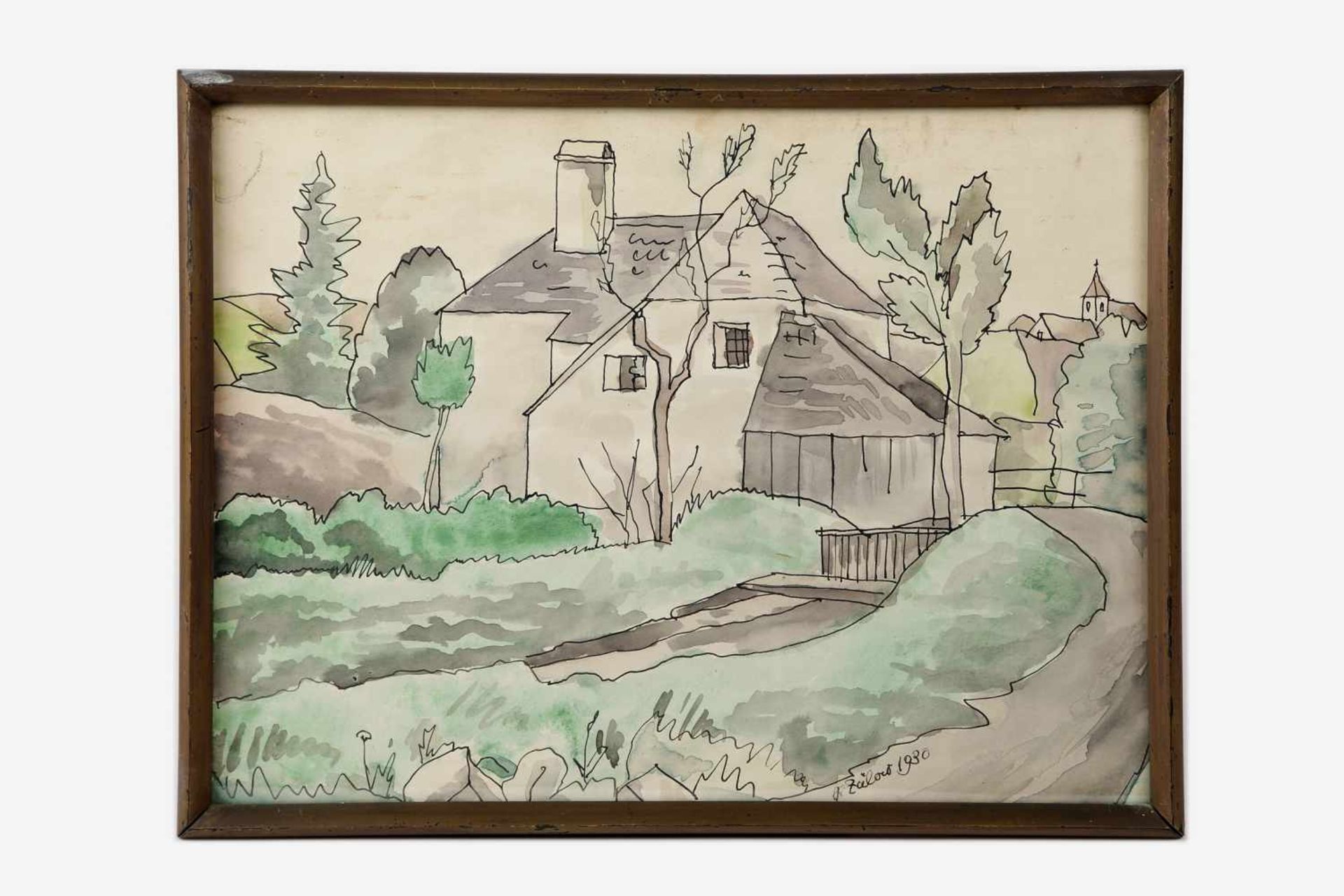 Franz von Zülow (1883-1963) Haus am Bach, Aquarell/Tusche auf Papier; signiert Fr.Zülow, datiert