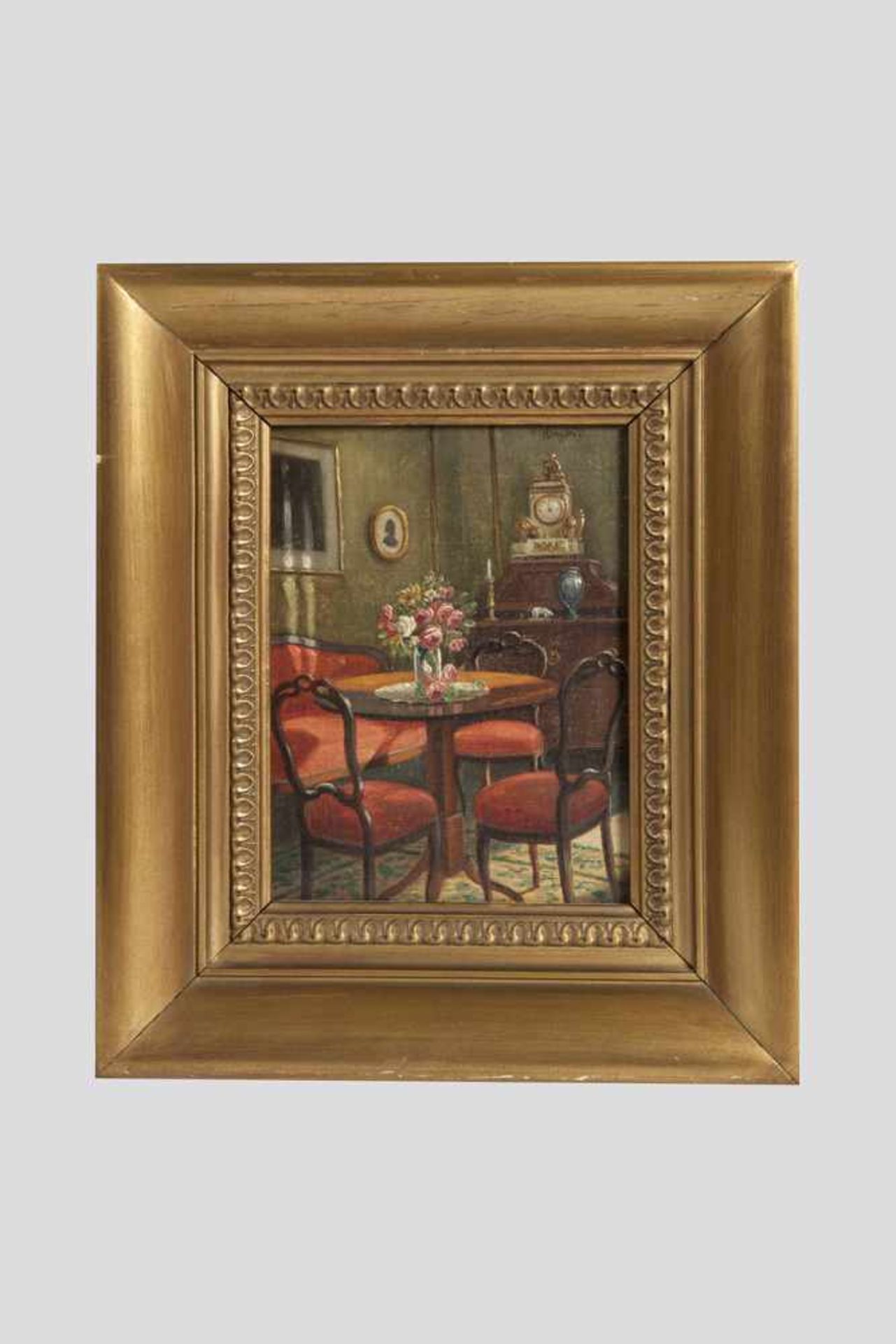 Hermann Klingsbögel (Wien 1874-1943) Interieur, signiert H.Klingsbögel, Öl auf Platte, 17x12 cm,