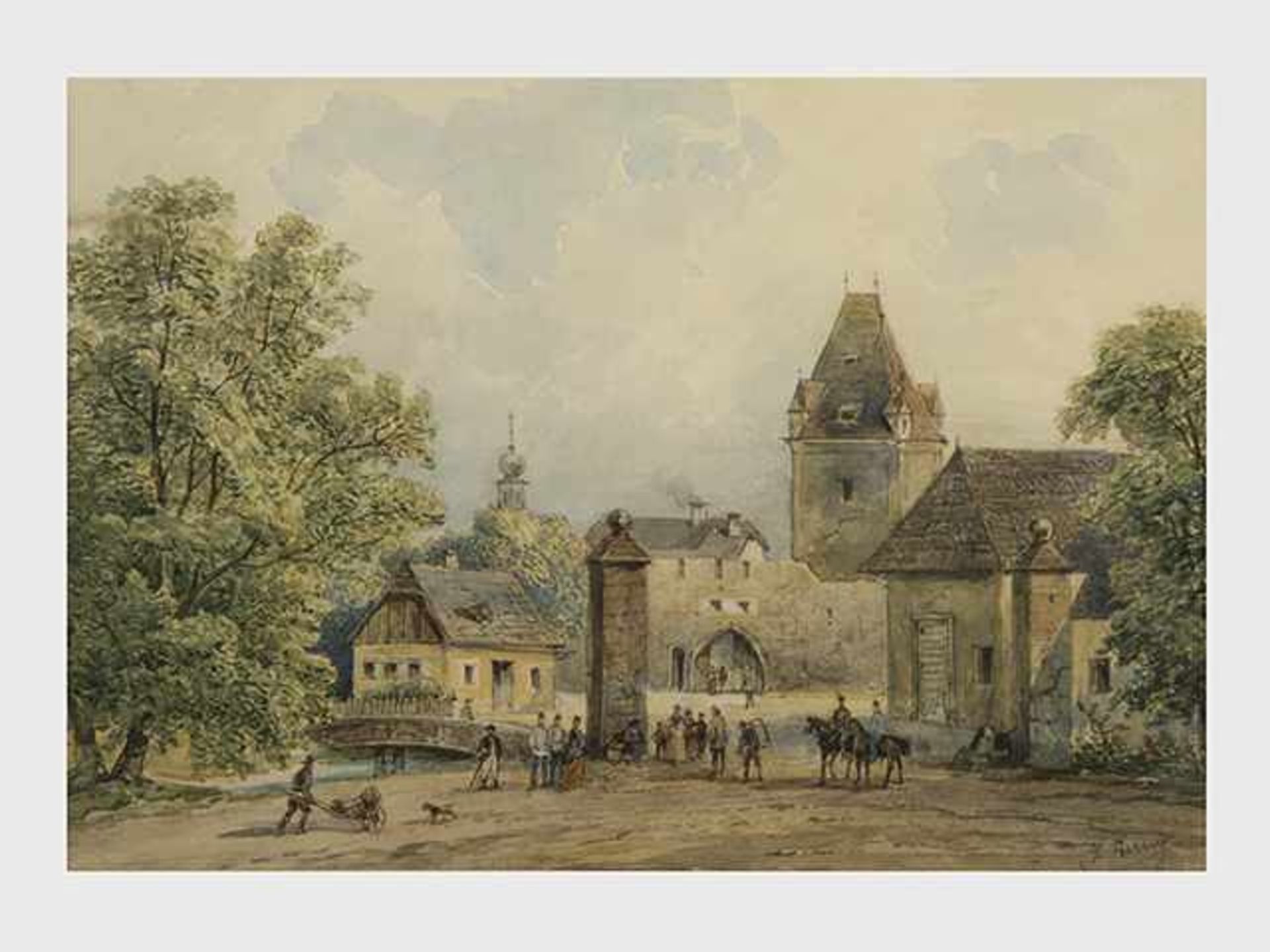 Ludwig Czerny (Wien 1821-1889) Wiener Neustadt, Aquarell, signiert L.Czerny, 16x23,5cm, verglast,