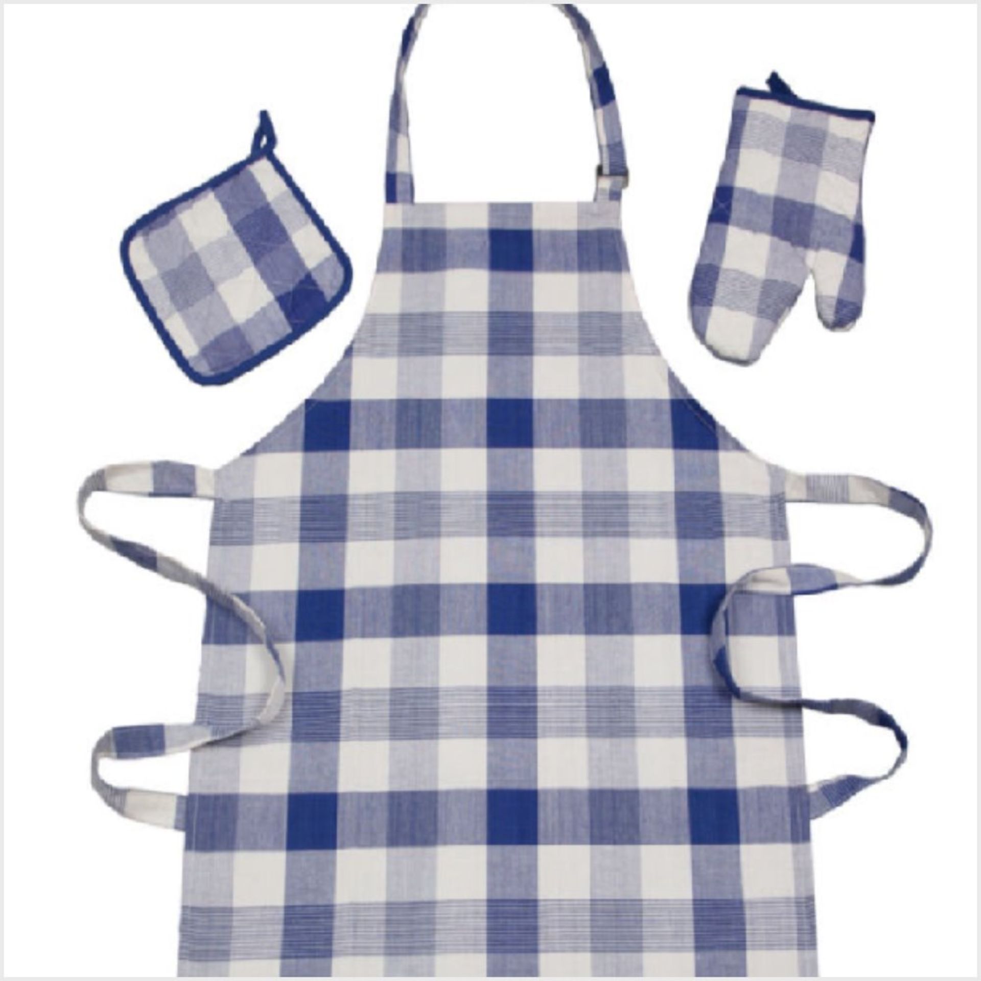 36 x Miss Daisys Blue Check Cooking Apron