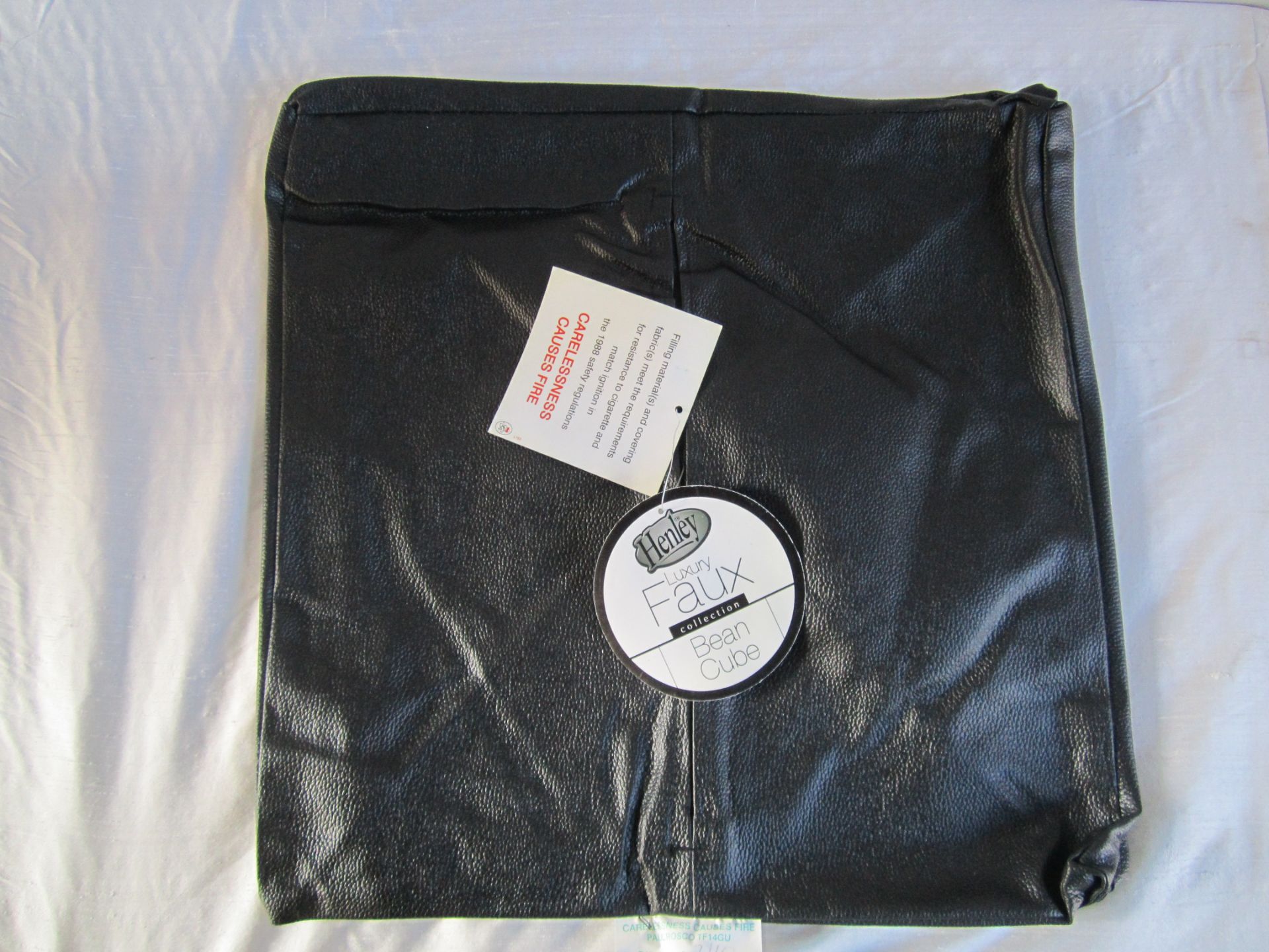 35 x Henley Faux Leather Bean Cube Cover, Black Unfilled 40x40x40cm (Delivery Available)