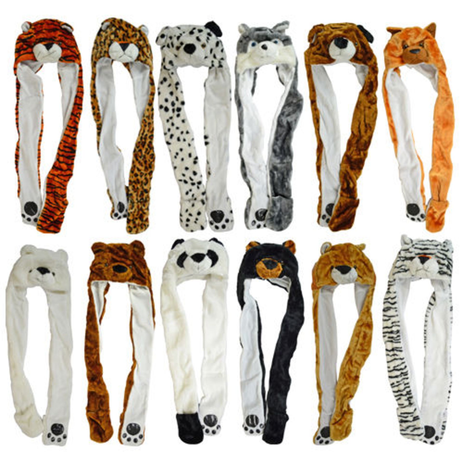 13 x Tiger Animal Head Fluffy Hats, One Size (Delivery Available)