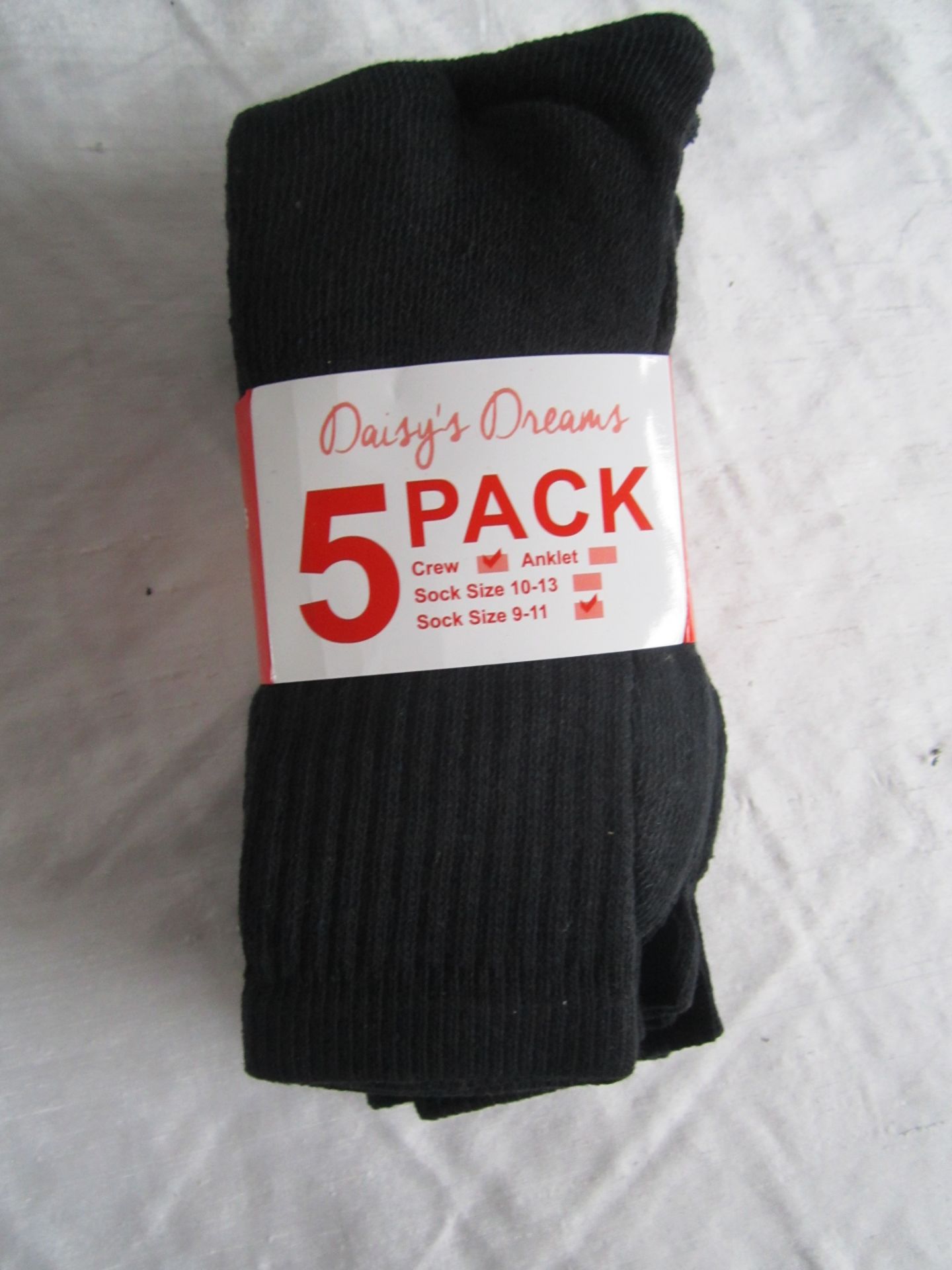 120 x Miss Daisys Boys Crew Socks Black Size 6-8 (Delivery Available)