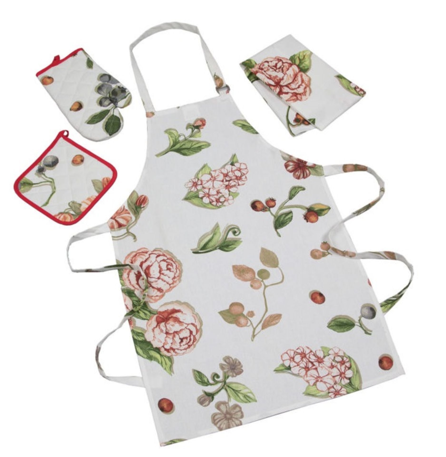 48 x Cherry Apron Oven Glove Set, 17x27cm (Delivery Available)
