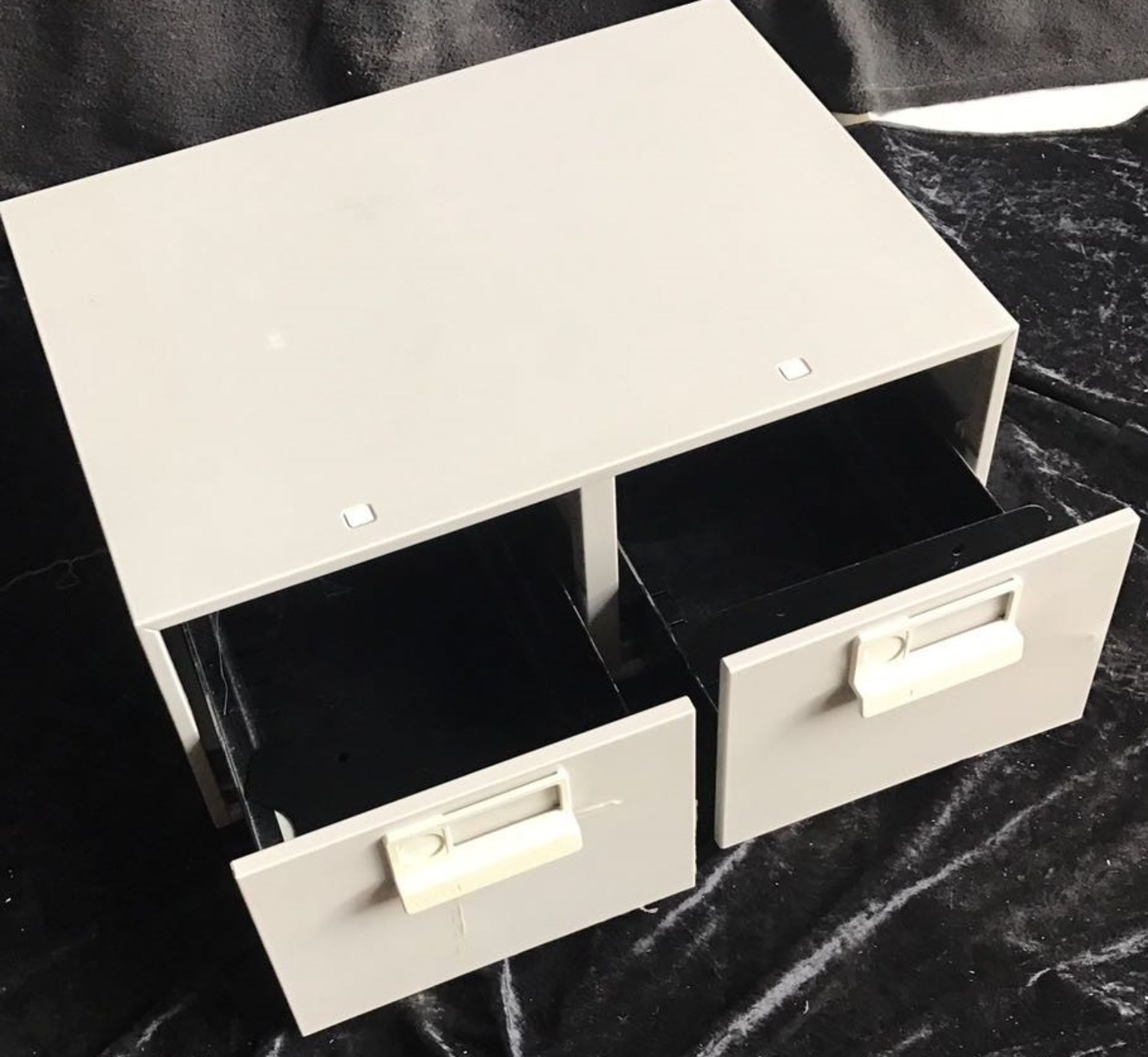 Furniture - White Metal Office Double Draws, 21.5''x16'', Drawer Depth 8''