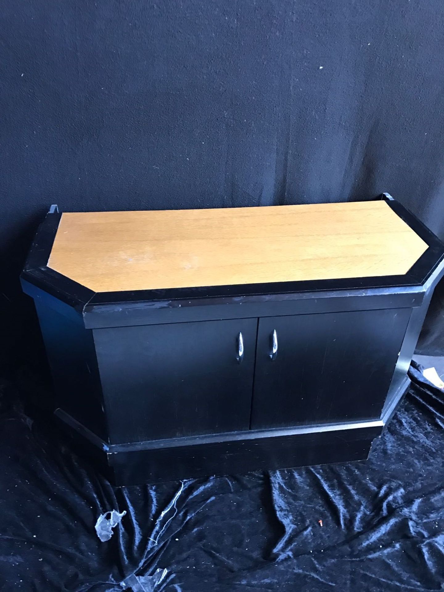 Furniture - Black TV Stand With Storage Space Inside 24x19.5x33''