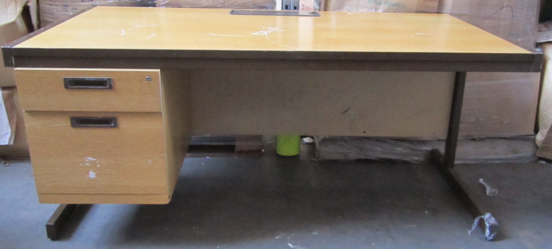 Furniture - Office Desk With Pedistal Attatched, Dark Brown Wood, 6.3x31.5x28.5''