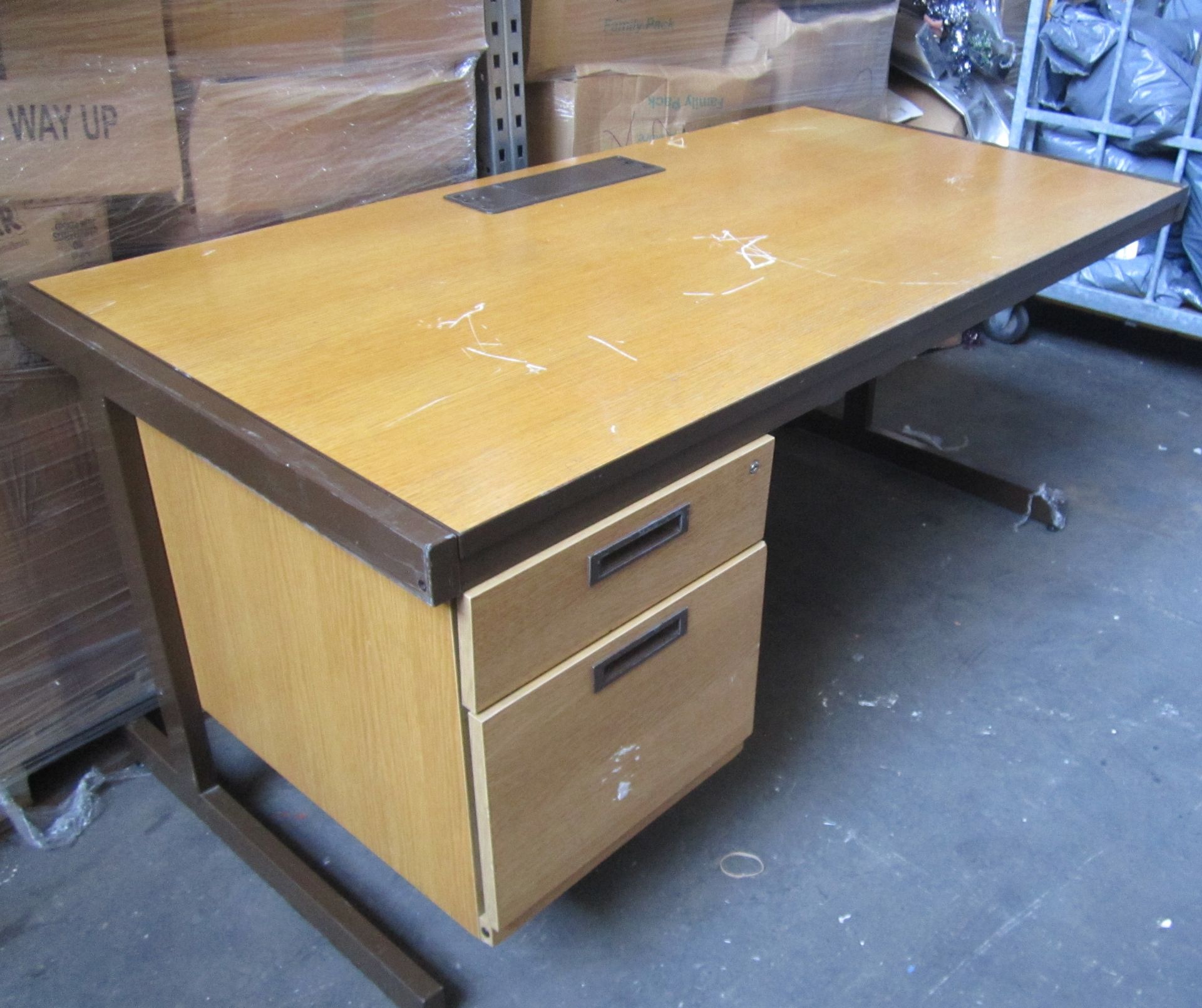 Furniture - Office Desk With Pedistal Attatched, Dark Brown Wood, 6.3x31.5x28.5'' - Image 3 of 7