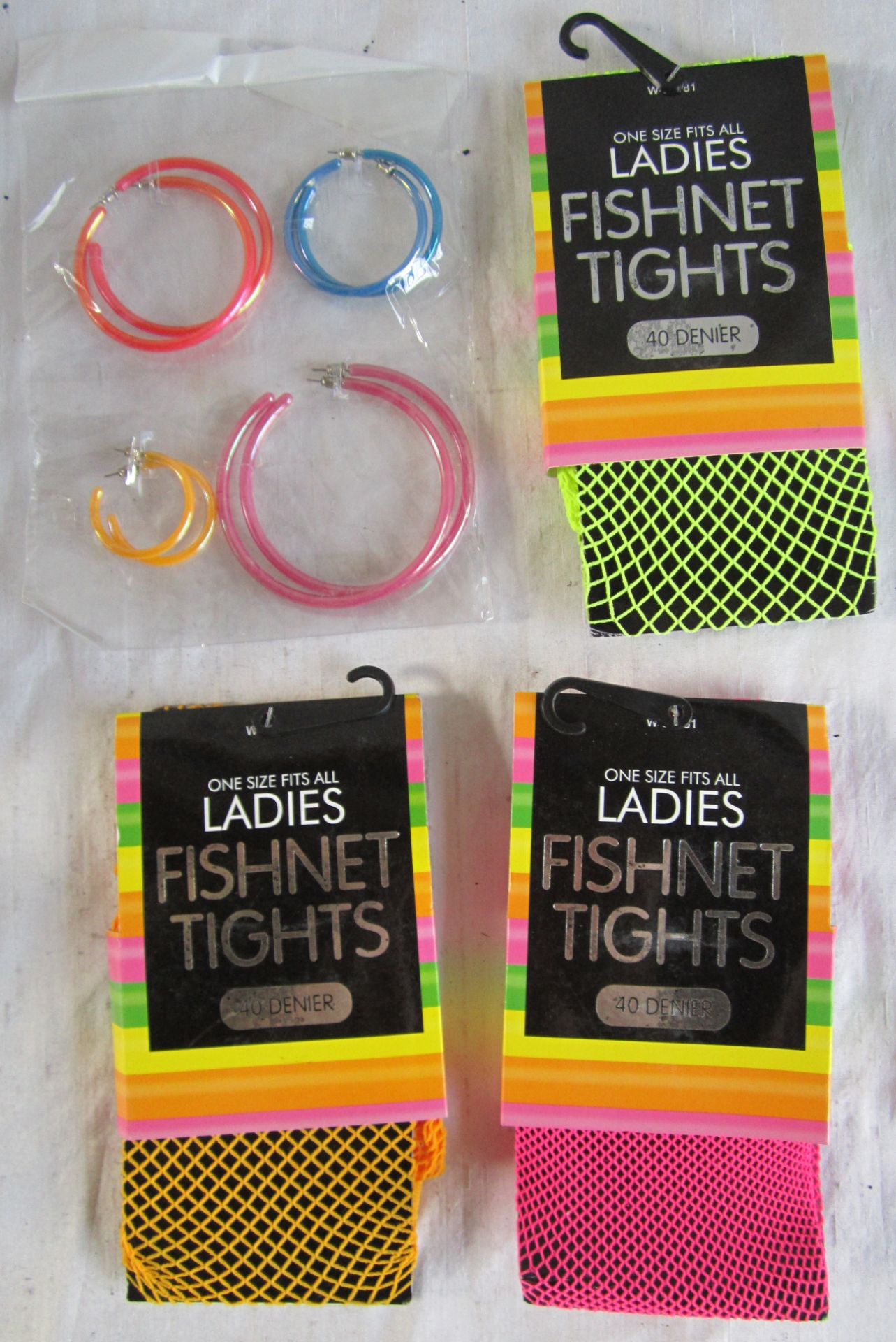 43 Pc Joblot Of Hoop Costume Earrings/Fishnet Tights. See Description/Delivery Available