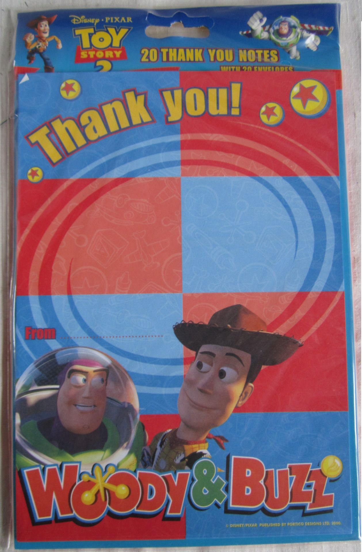 60 x Disney Toy Story Thank You Notes, And Envelopes, Red & Blue, 8.5x6'' (Delivery Available)