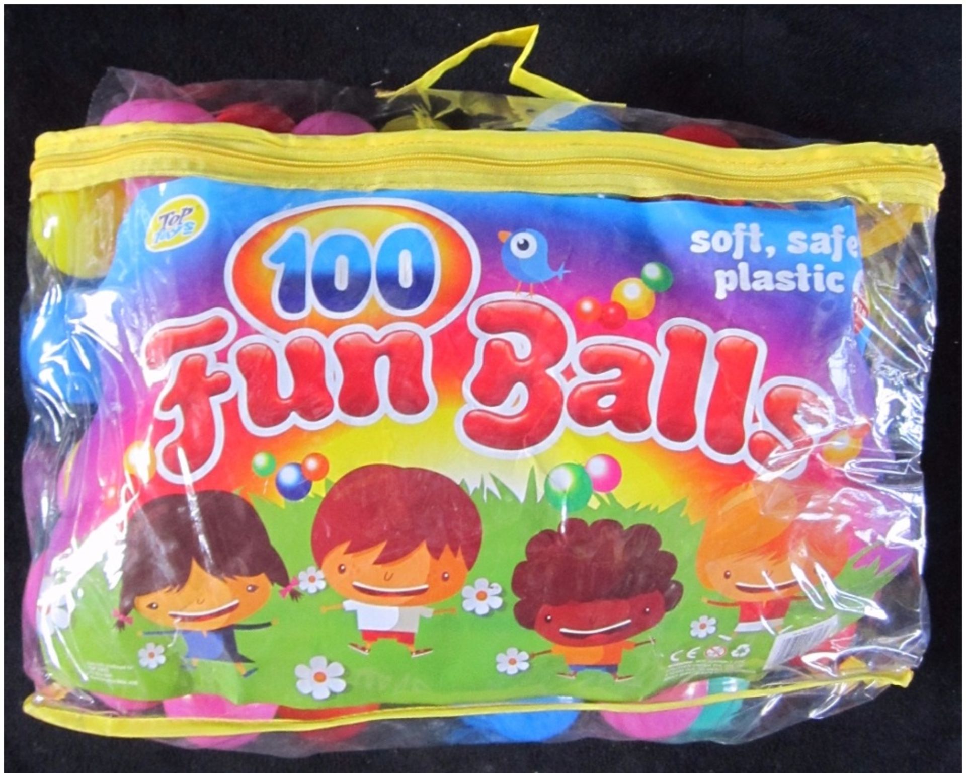 1 x Top Toys, Plastic Fun Balls 100 Balls In Pack, Assorted Colours (Delivery Available)