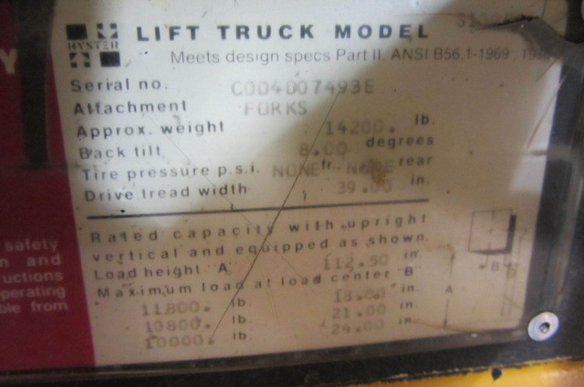 Hyster Model S100E 10,000lb Propane Forklift with 3-Stage Mast, 6' Forks, Headlights, (4) Hard - Image 7 of 7