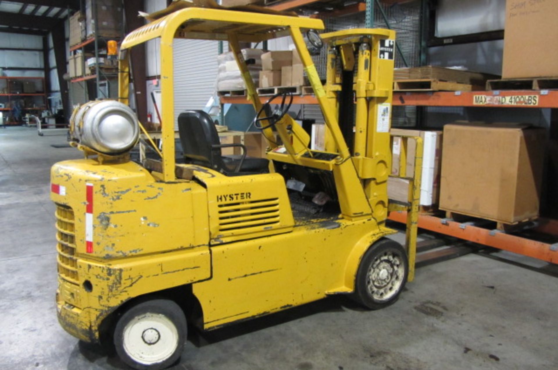 Hyster Model S100E 10,000lb Propane Forklift with 3-Stage Mast, 6' Forks, Headlights, (4) Hard - Image 2 of 7