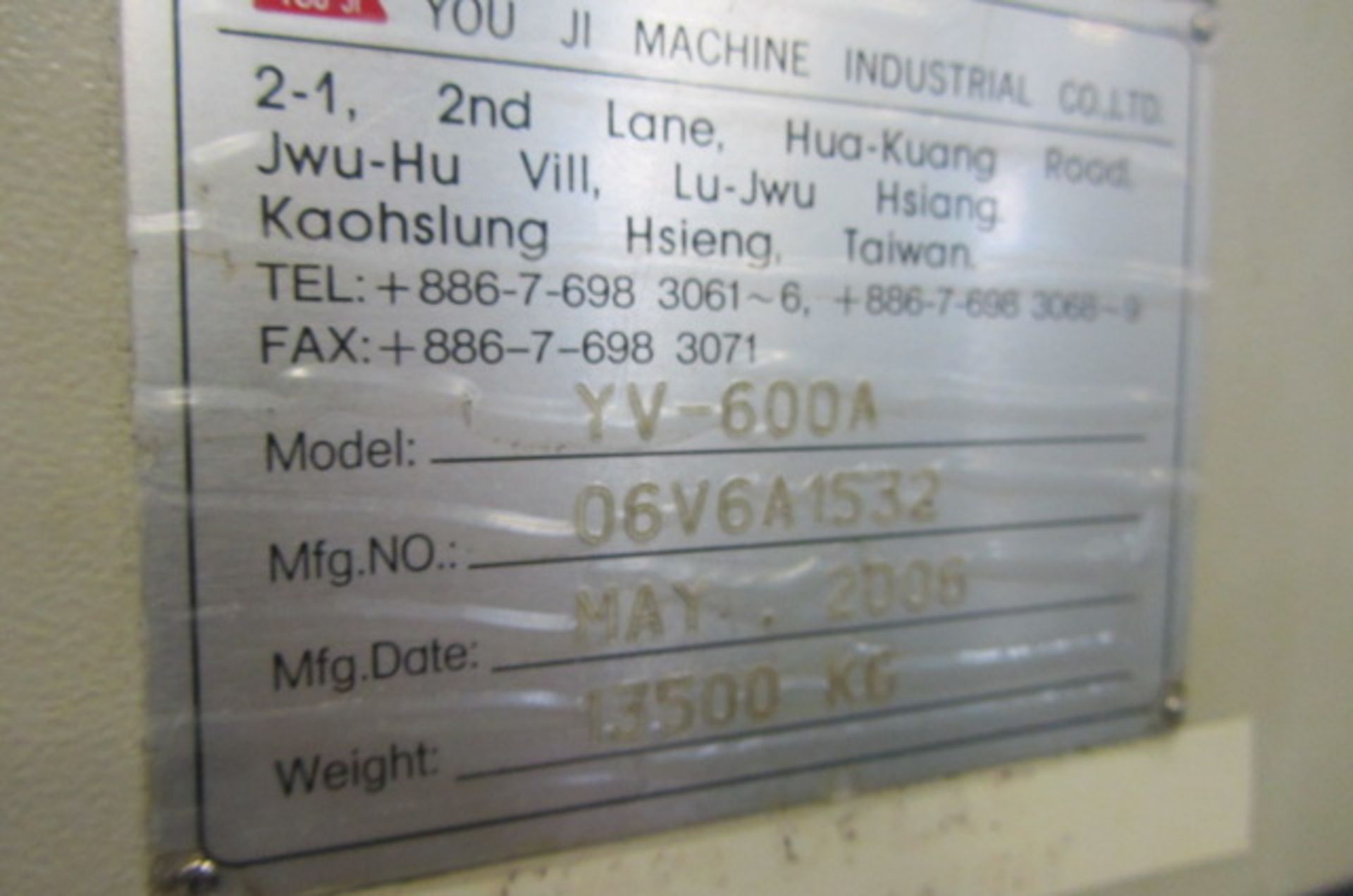 Youji Model YV600A CNC Vertical Turning Center with 24'' 3-Jaw Power Chuck, Approx 33'' Max. - Image 8 of 8