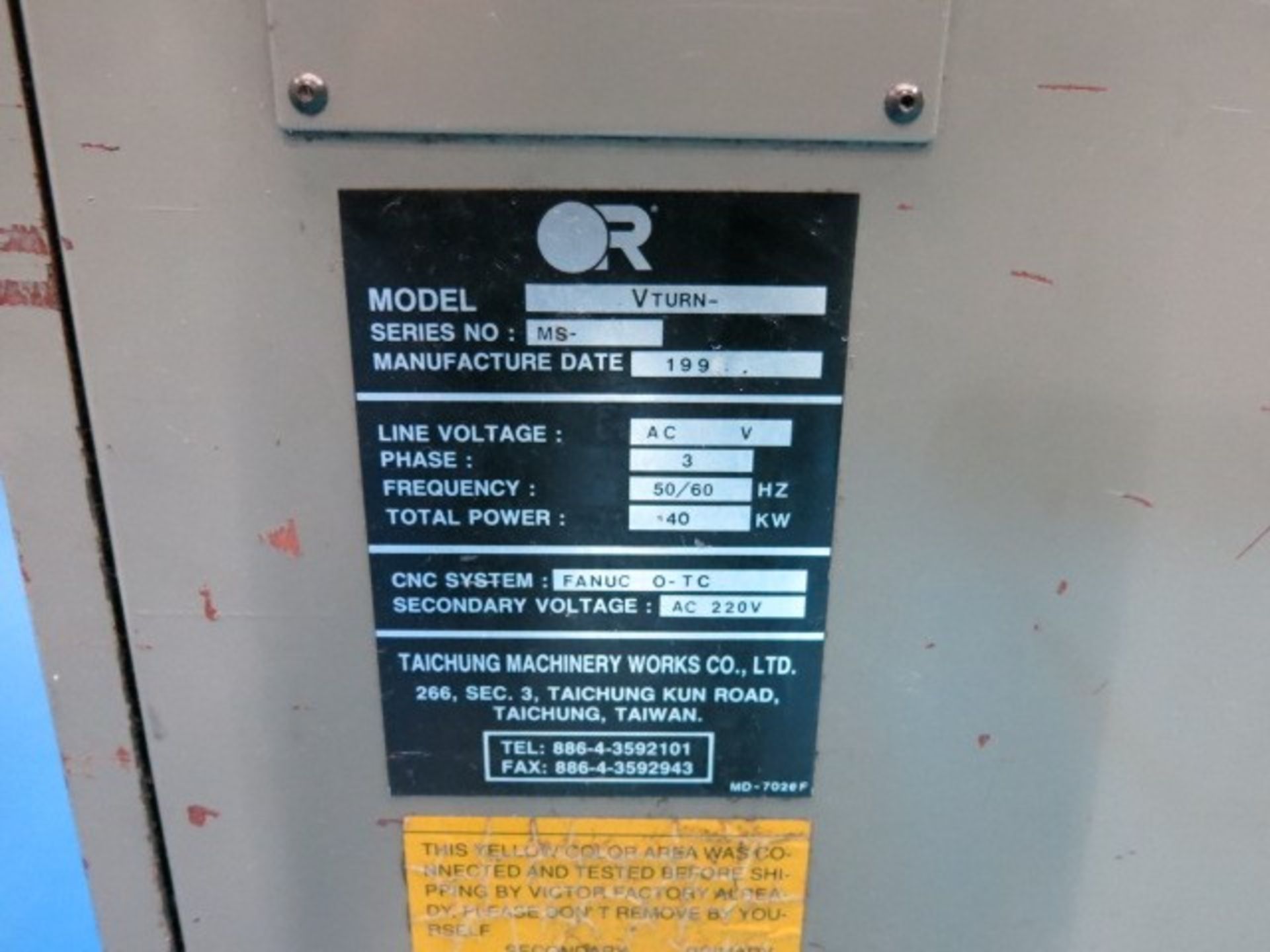 Victor Model V-Turn CNC Turning Center with Capacity to Approx 8'' Chuck (Not Included), Approx 24'' - Image 5 of 6