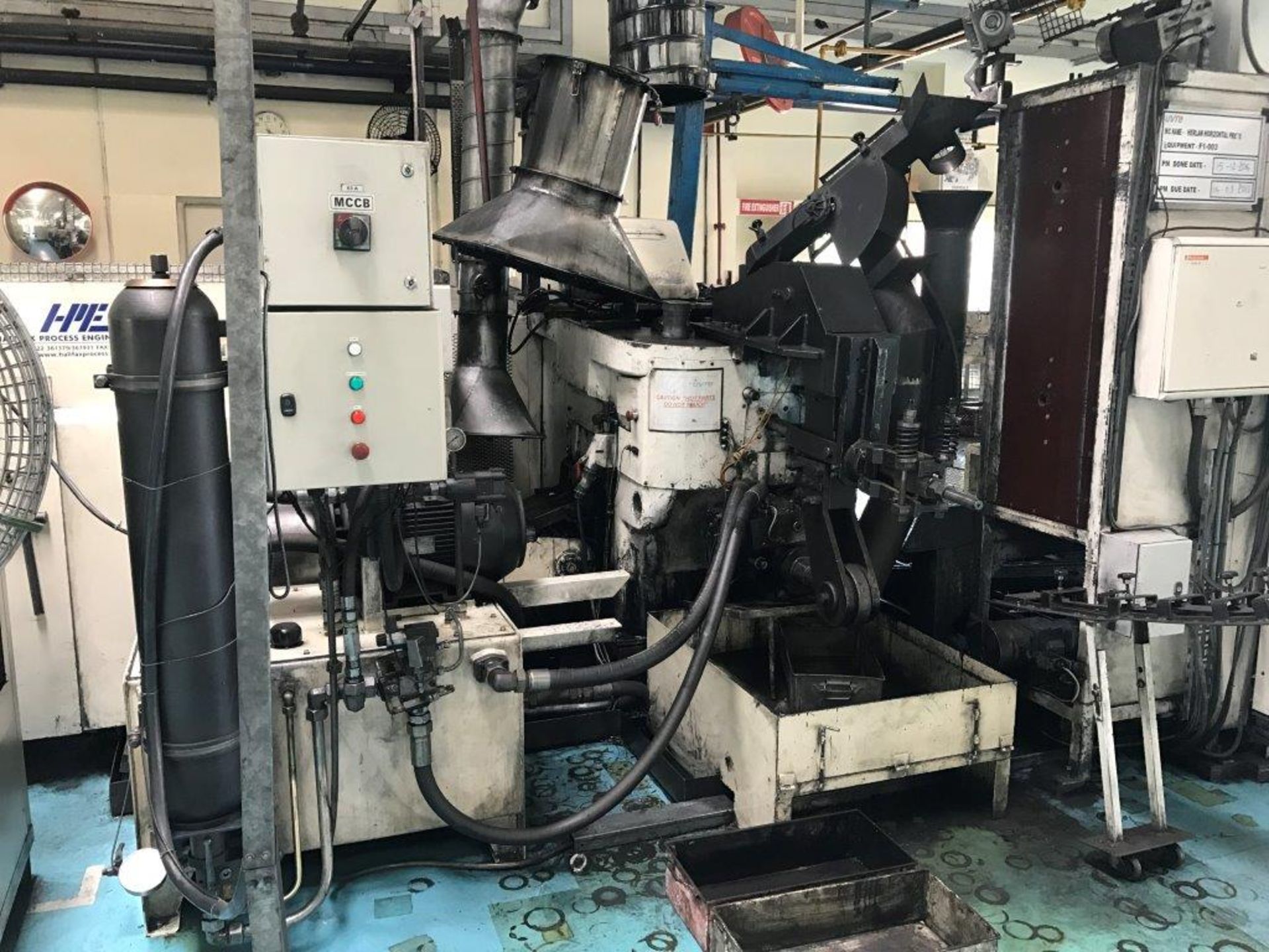 Herlan Model P10 Horizontal Impact Extrusion Press with 620 Ton Capacity, Approx 325mm Stroke Length