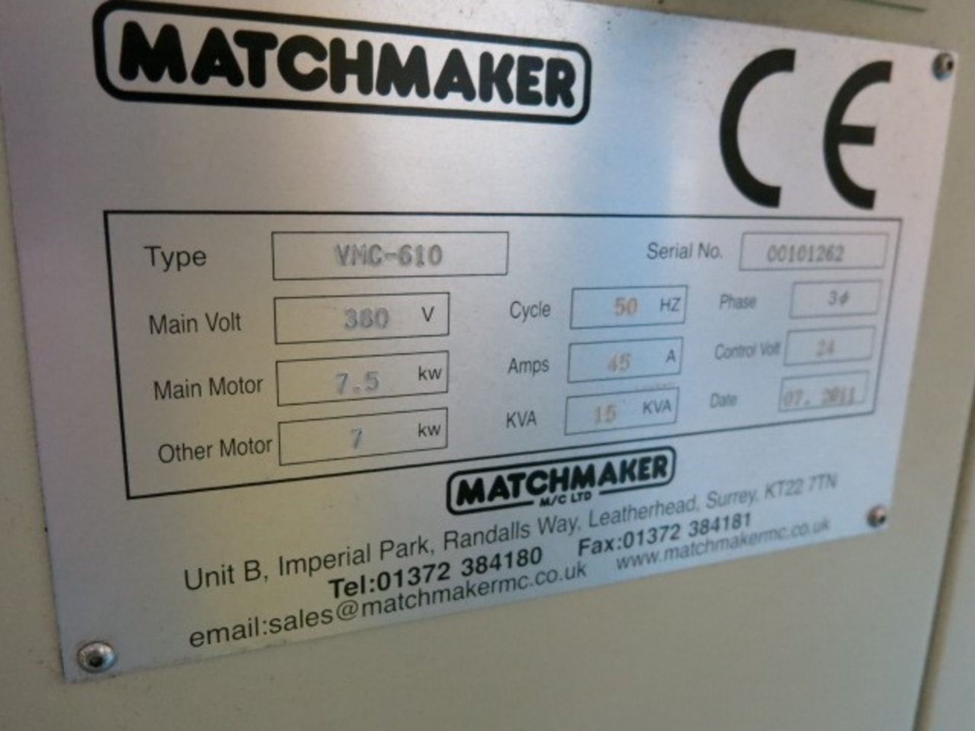 Matchmaker Model VMC610 CNC Vertical Machining Center with 27'' x 12'' Work Table, 24'' X-Axis, 12'' - Image 7 of 7