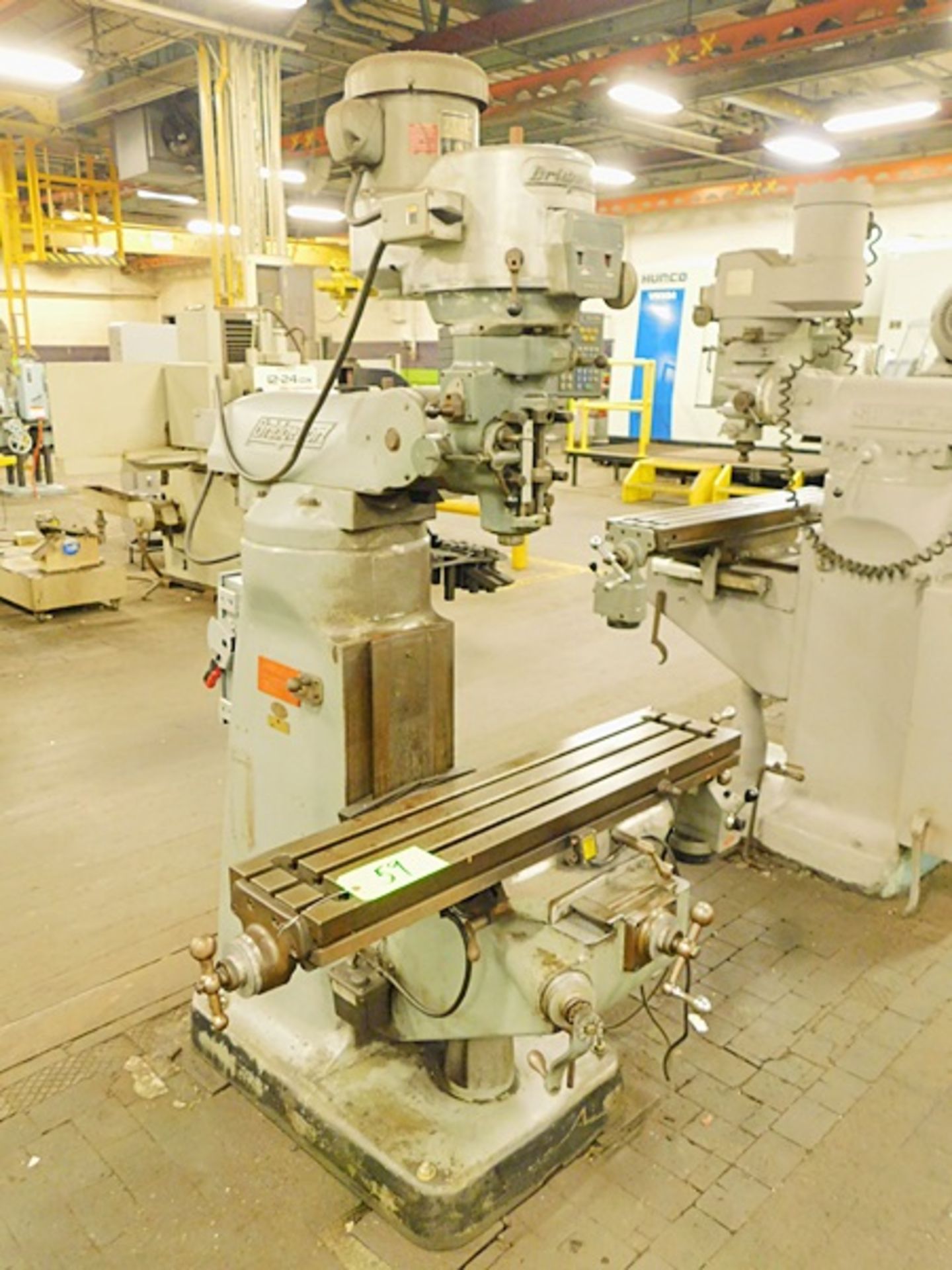 Bridgeport Knee Mill with 9'' X 42'' T-Slotted Table, 2 HP, Variable Speeds to 3000, Acurite DRO,