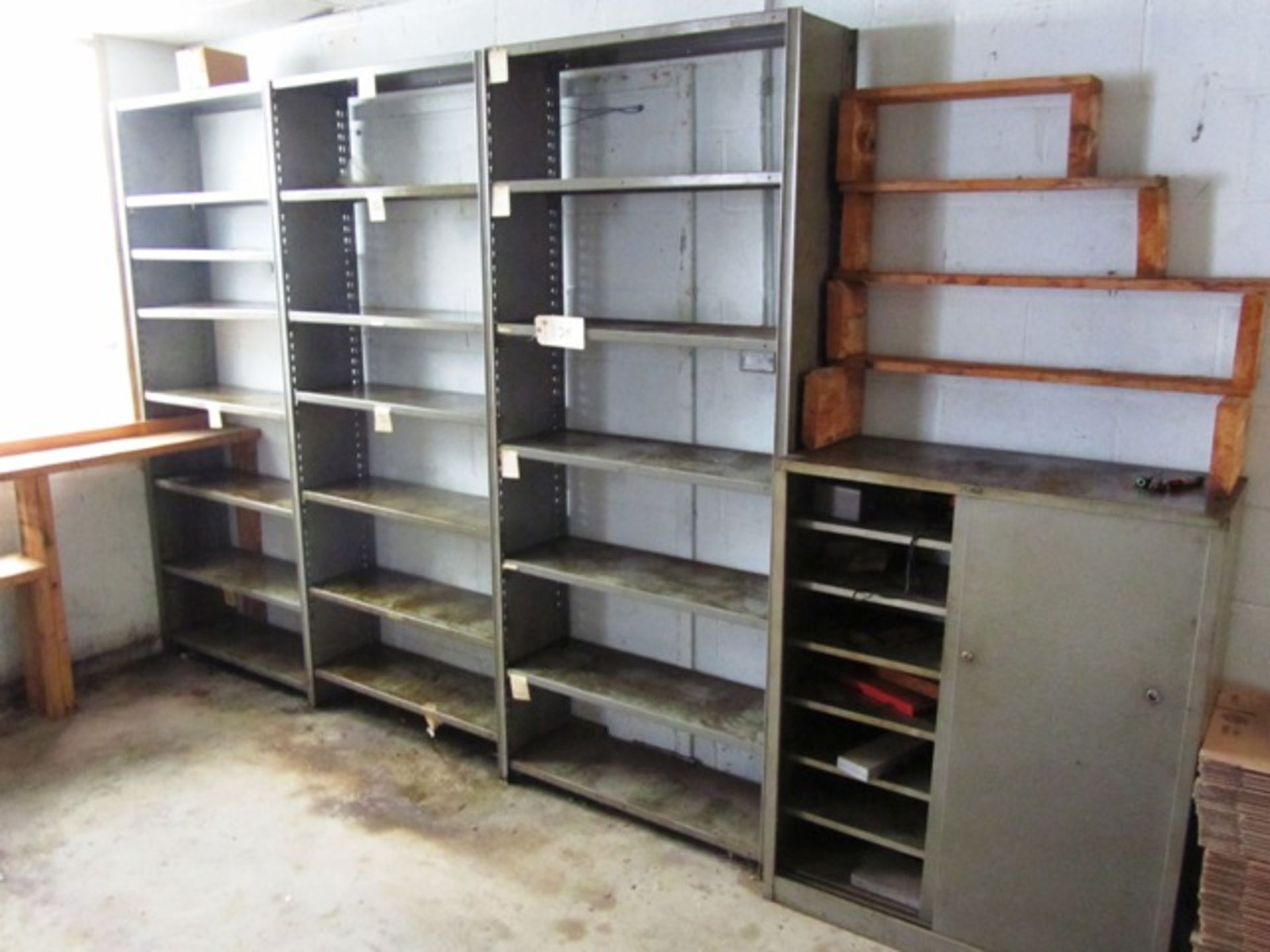 (3) Shelves & (1) Sliding Door Cabinet