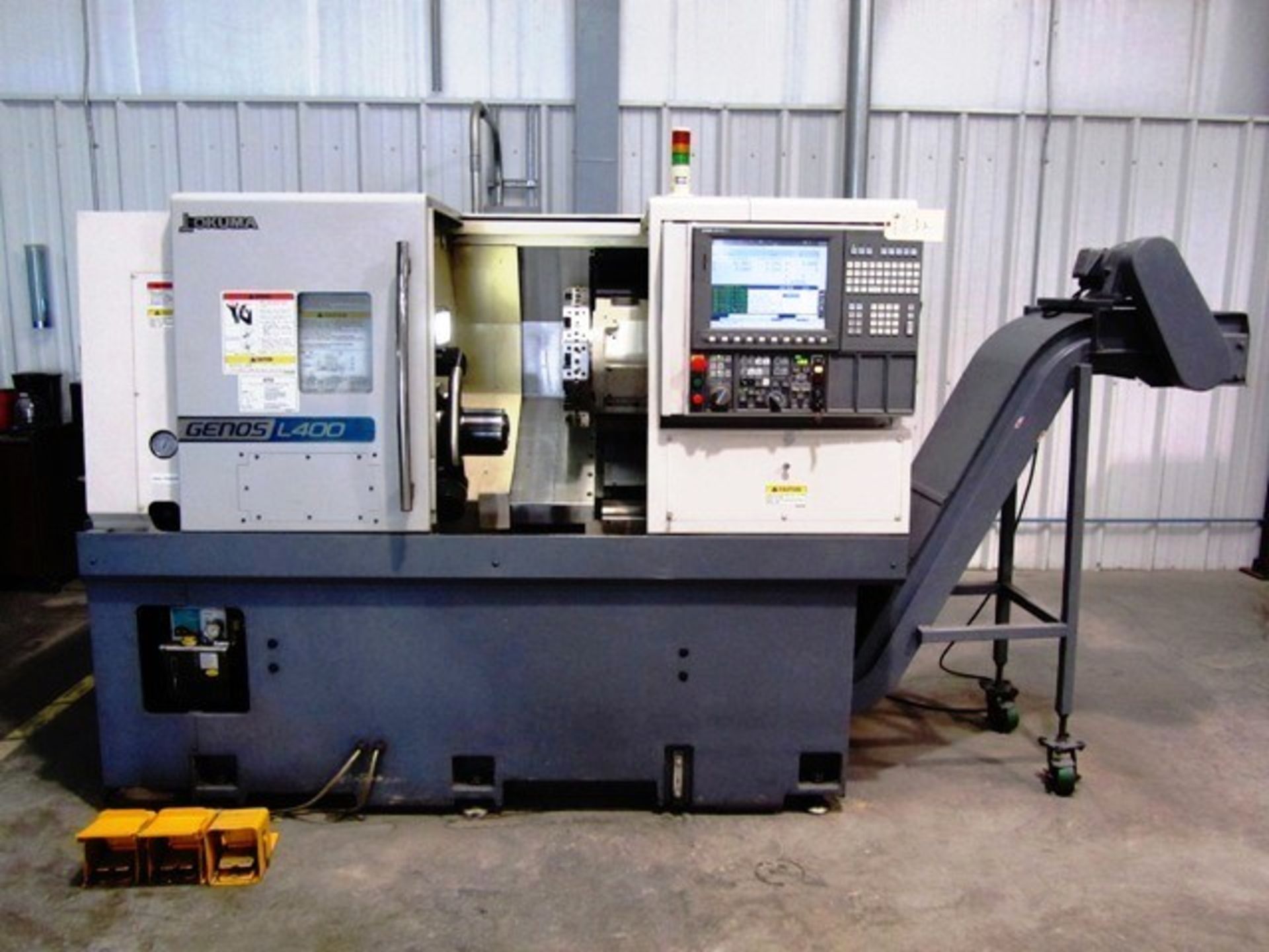 Okuma Model Genos L400 2-Axis CNC Turning Center with Collet Chuck, 12 Station Turret, 20'' Distance - Image 4 of 6