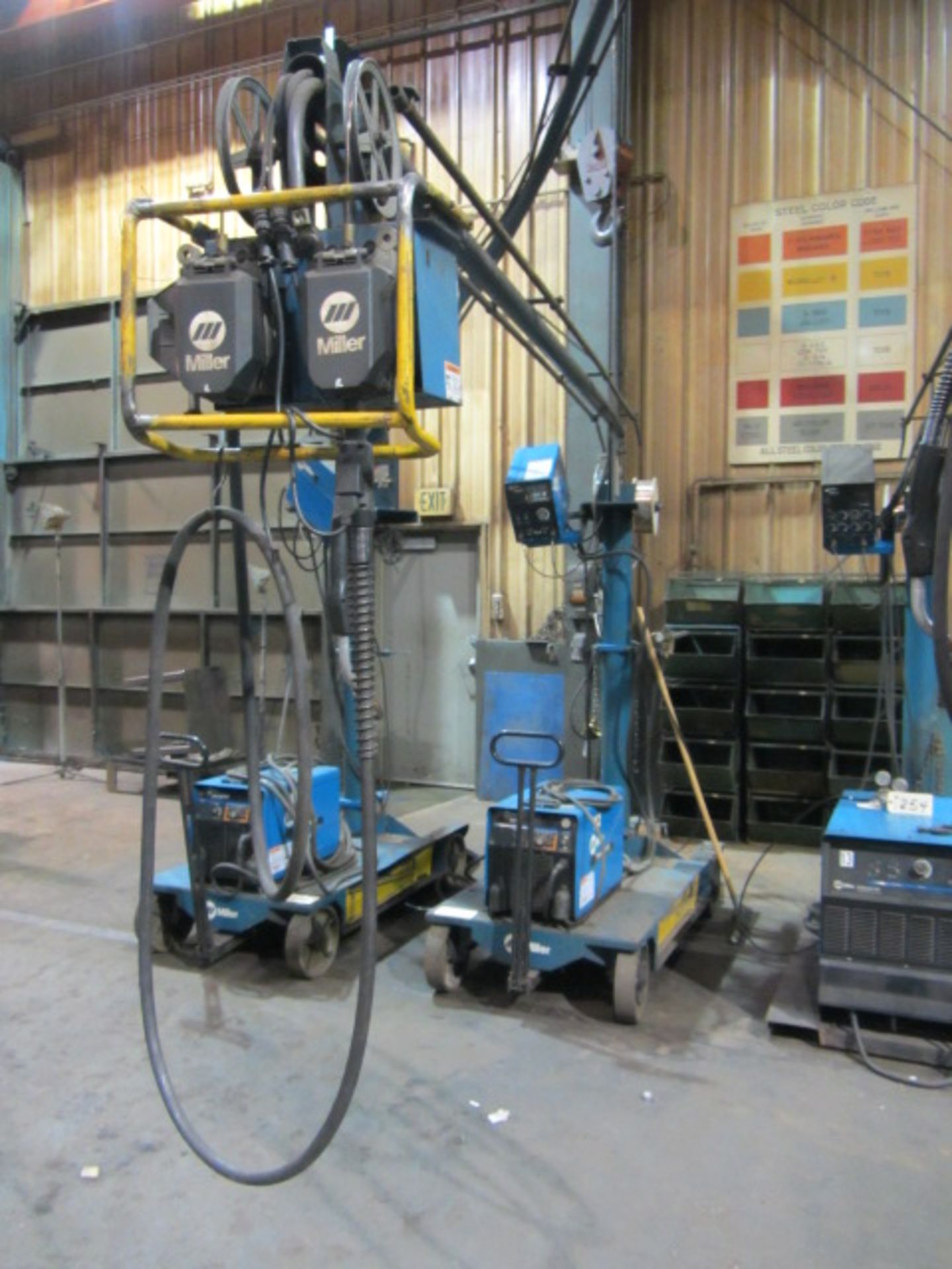 Miller Phoenix 456 CC / CV Portable Welder with Cart, Boom, Miller 60M Series Wire Feeder, sn: