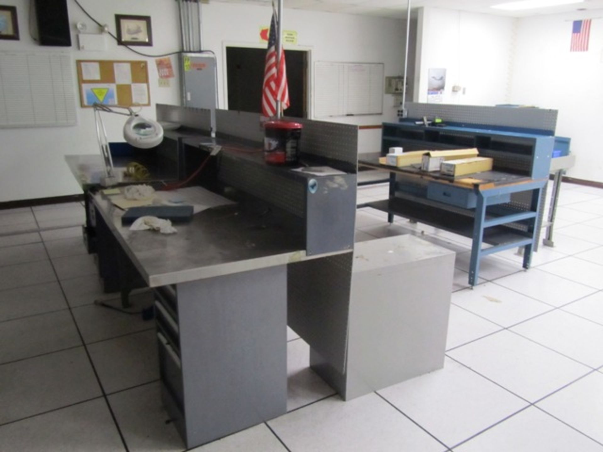 Balance of Room consisting of (4) Butcher Block & Aluminum Top Benches, Cabinet, Chairs