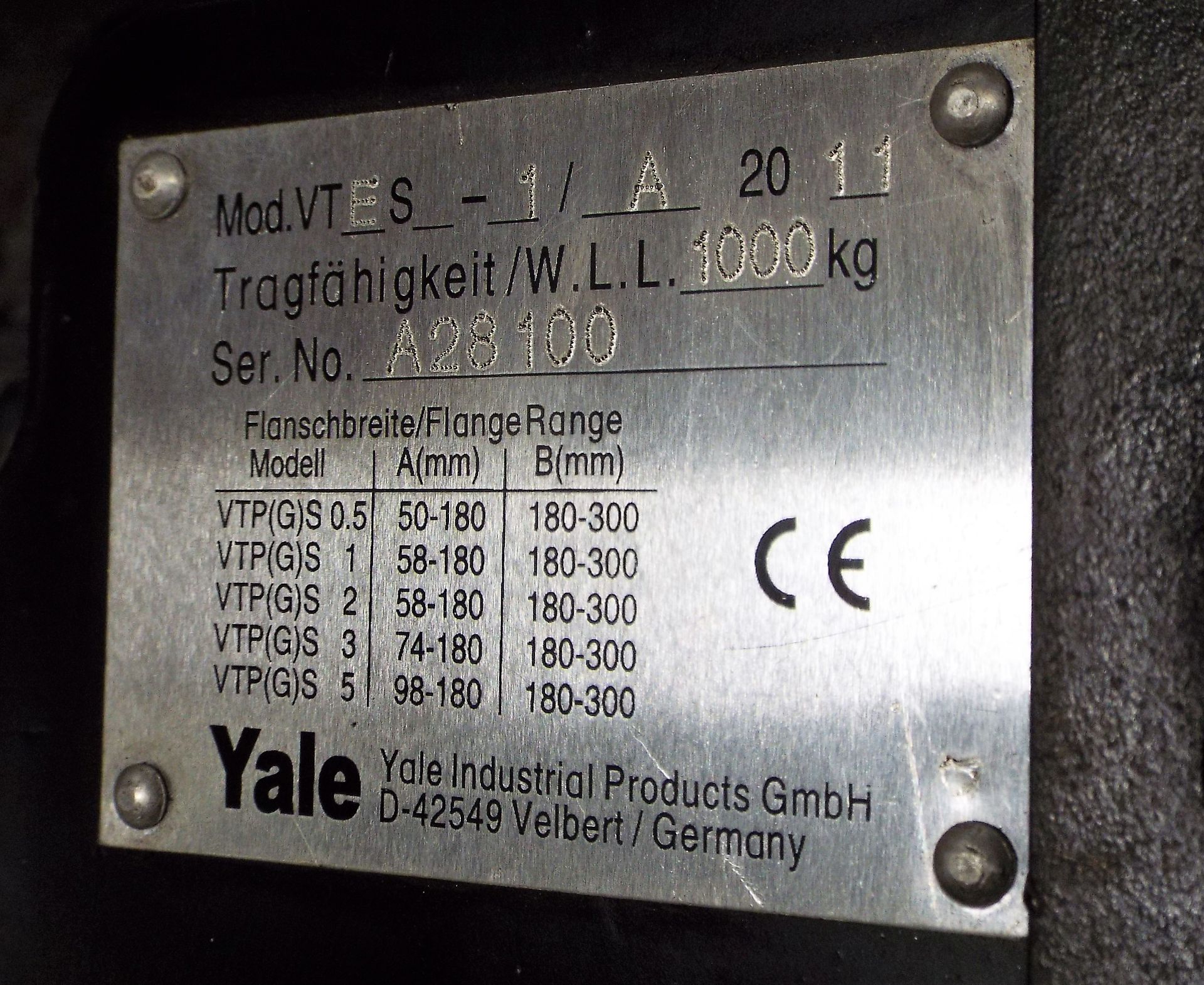 Yale CPVF 2-8/5-4 250Kg Electric Hoist CW 30ft Length Pelloby Steel Running Beam. - Image 4 of 11
