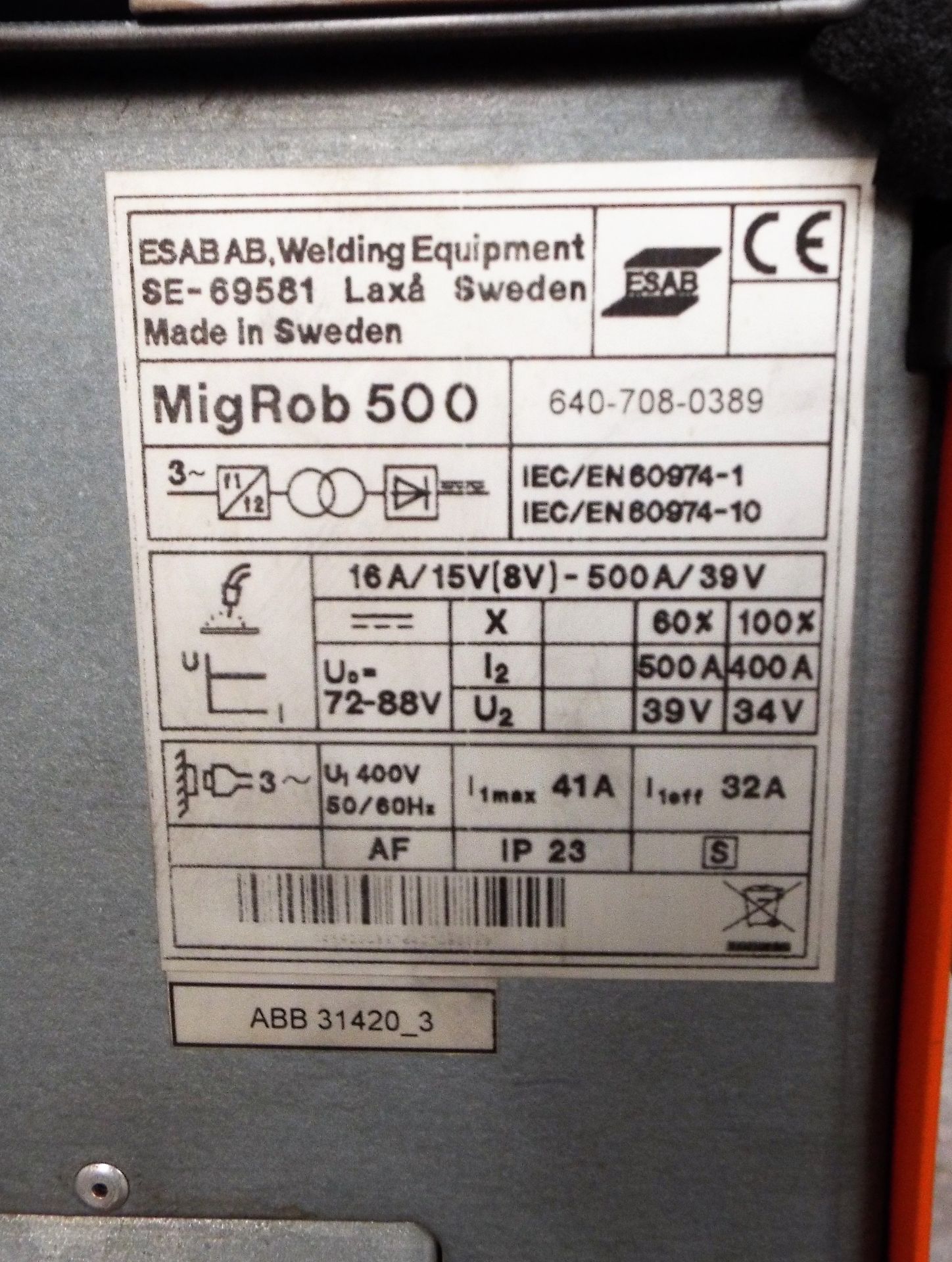 MigRob 500 Welding Power Source & Autotranformer - Image 3 of 4