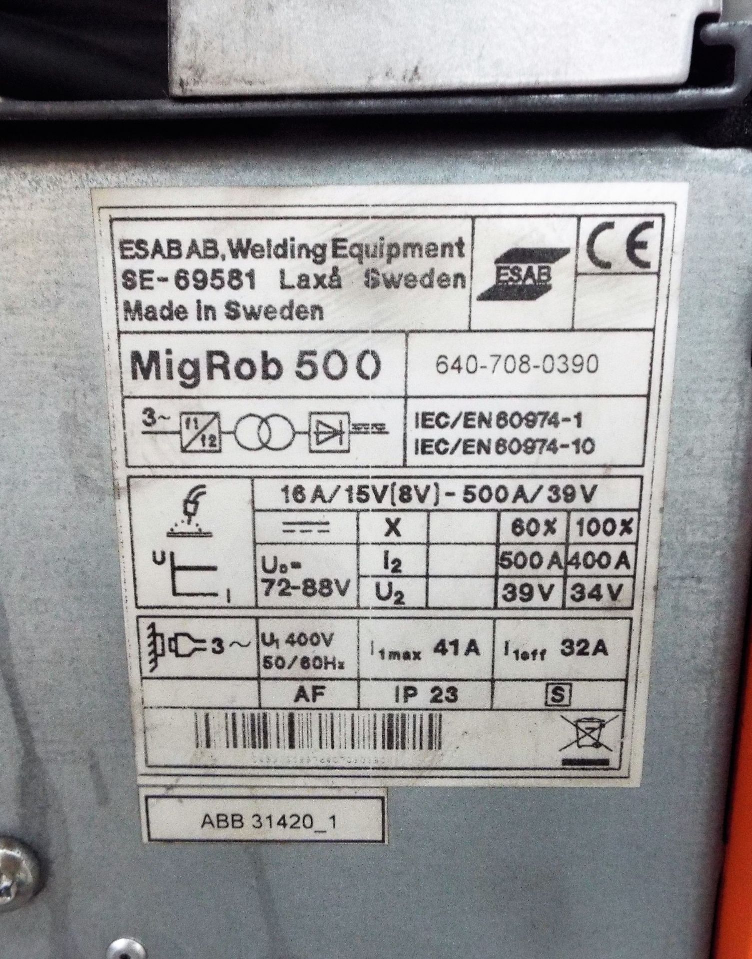 MigRob 500 Welding Power Source & Autotransformer. - Image 4 of 5