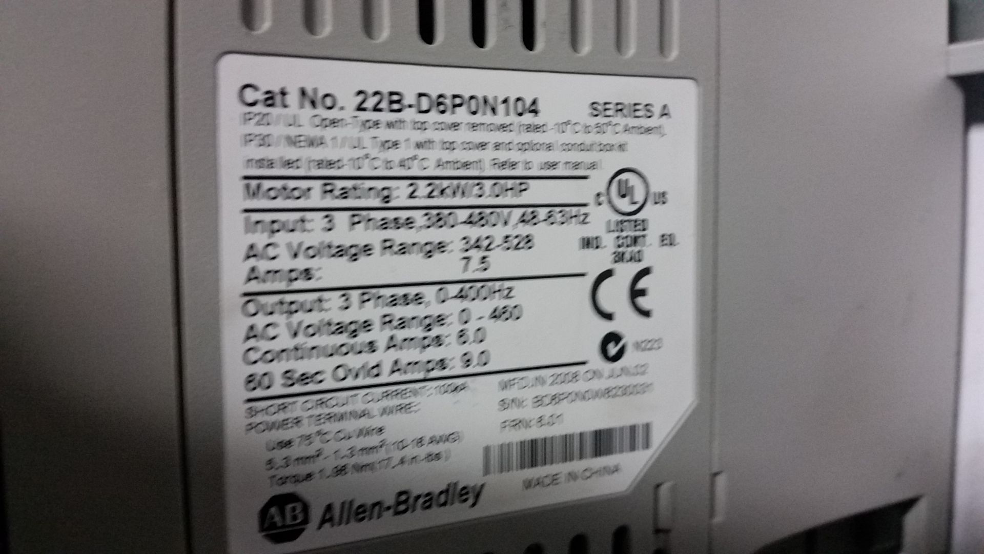 Load PLC Electrical Panel ,480v packaging conveyor, Allen Bradley 22B-D6P0N104 , Allen bradley Power - Image 3 of 26