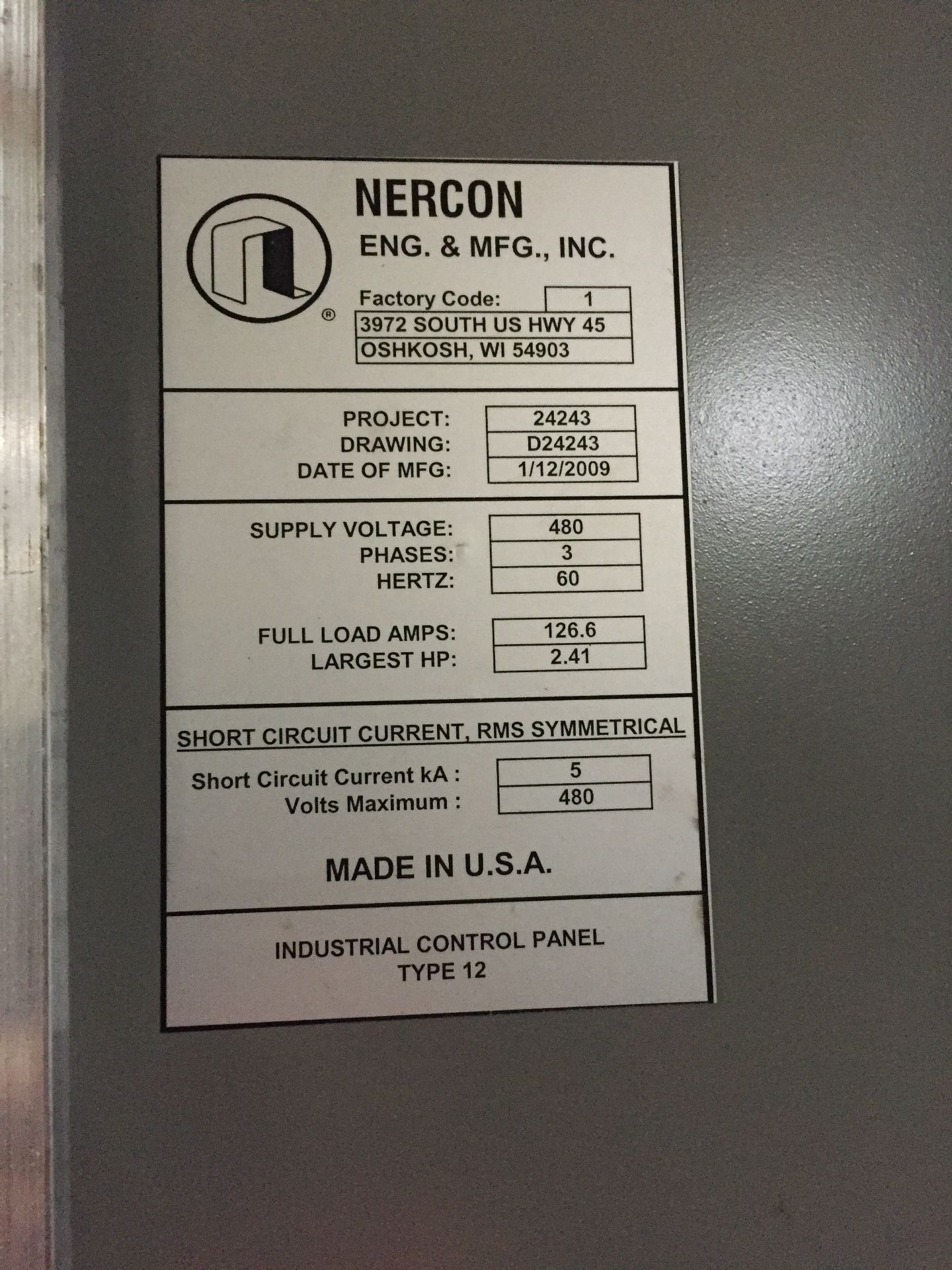 Load PLC Electrical Panel ,480v packaging conveyor, Allen Bradley 22B-D6P0N104 , Allen bradley Power - Image 23 of 26