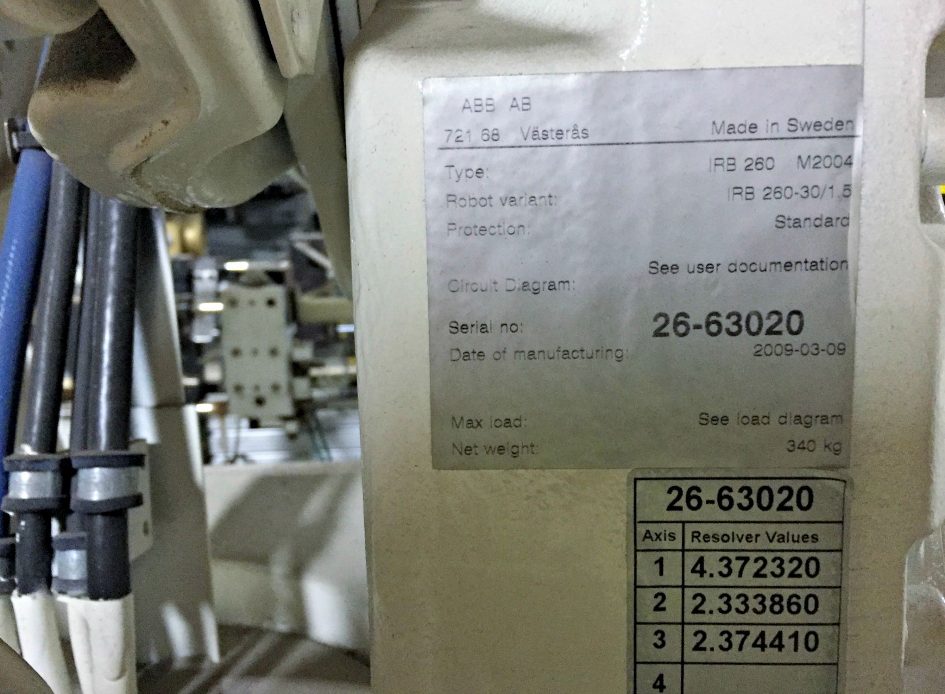 ALLEN BRADLEY 721 68 Vasteras Type of robot IRB2600, Type IRC5 M2004 Ver. 53A 262V, voltage 3X480V - Bild 16 aus 22