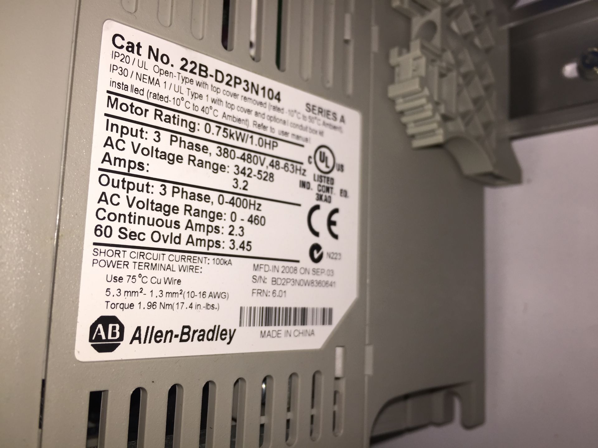 Load PLC Electrical Panel ,480v packaging conveyor, Allen Bradley 22B-D6P0N104 , Allen bradley Power - Image 26 of 26