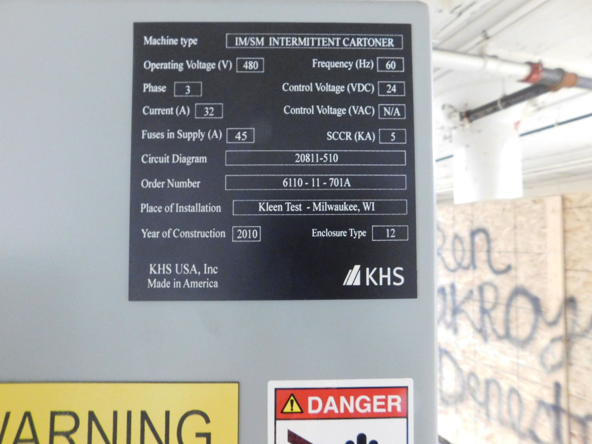 KHS IM/SM INTERMITTENT CARTONER YEAR 2010 SN: 20812-510 with Mclean M520446G002,Compact Indoor Air - Image 17 of 29