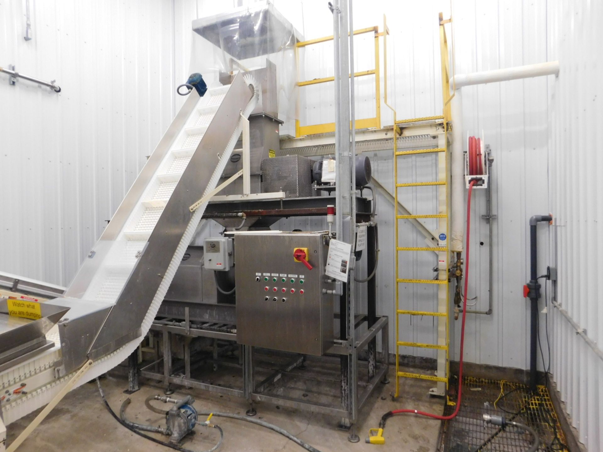 Vincent Corporation VPS Pillow Slicer SN:13085 Mfg. 2013 2-20HP MOTORS AND CONVEYORS AND HOPPER 42