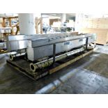 Stainless steel conveyor 17' 2" x 5" qty 2 & pipes :equipment located at Clark Logistic Services |