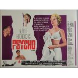 Psycho (1960) first release British Quad film poster with full colour style artwork for the classic