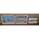 2 Roger Taylor signed prints, one signed by Douglas Bader together with another similar example.