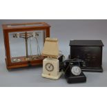 A good interesting mixed lot of collectables including cased set of scales, bakelite telephone,
