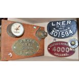 A mixed lot of railwayana including brass plates. Original and reproduction examples.