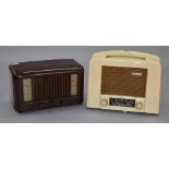 2 vintage bakelite radios: An Ekco U122 in white and a Pilot Little Maestro model 10