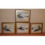 4 framed & glazed oriental style pictures.