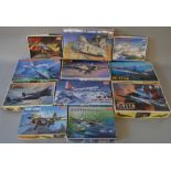 11 x Academy 1:48 scale model aircraft kits. Viewing recommended.